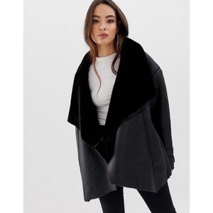 Leather Shearling Waterfall Jacket, NWOT